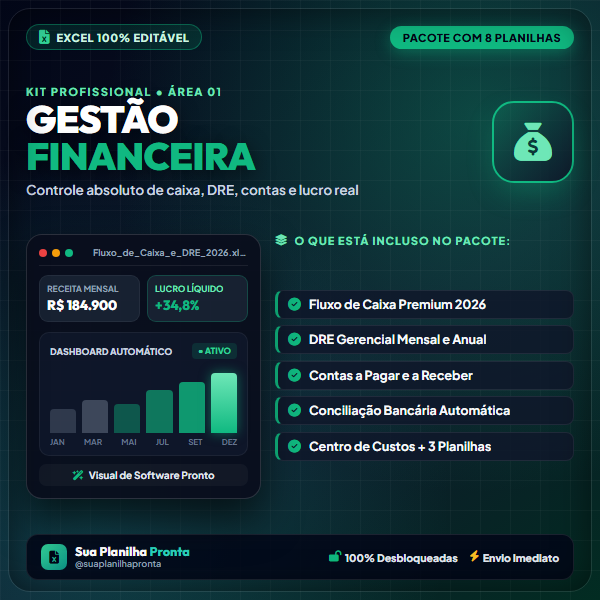Pacote Gestão Financeira em Excel