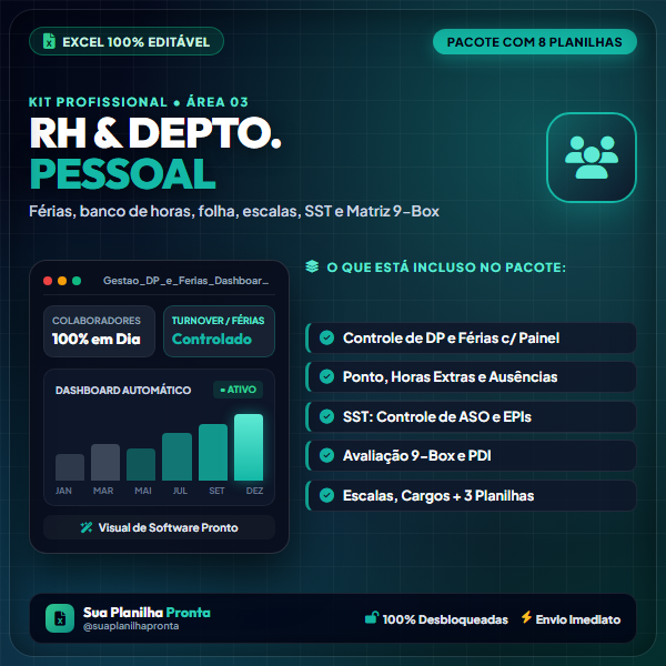 Pacote RH e Departamento Pessoal em Excel