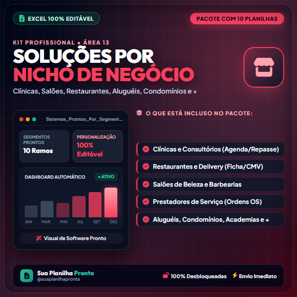Pacote Soluções por Nicho em Excel